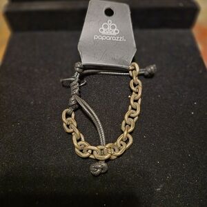 Paparazzi Gold Chain with Black Cord Adjustment Bracelet